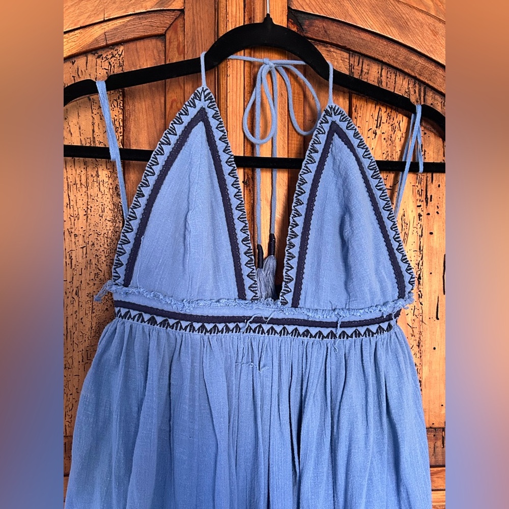 Free People Love Shakin’ Maxi Dress Cotton Gauze Vacation Boho Embroidered - Picture 9 of 13